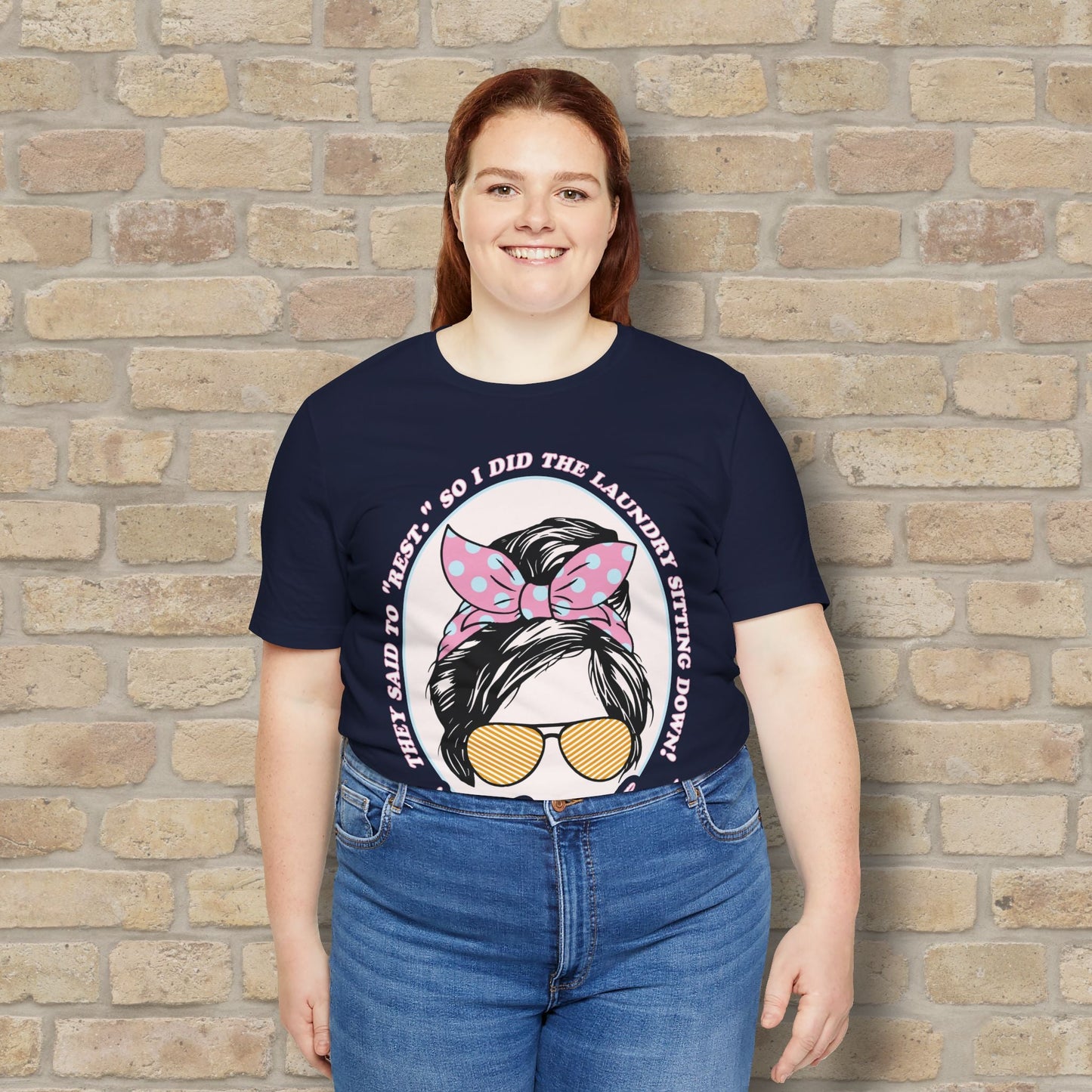 Graphic & Text T-Shirts Rest By Doing Laundry Sitting Down Tee - Vibrant Styles