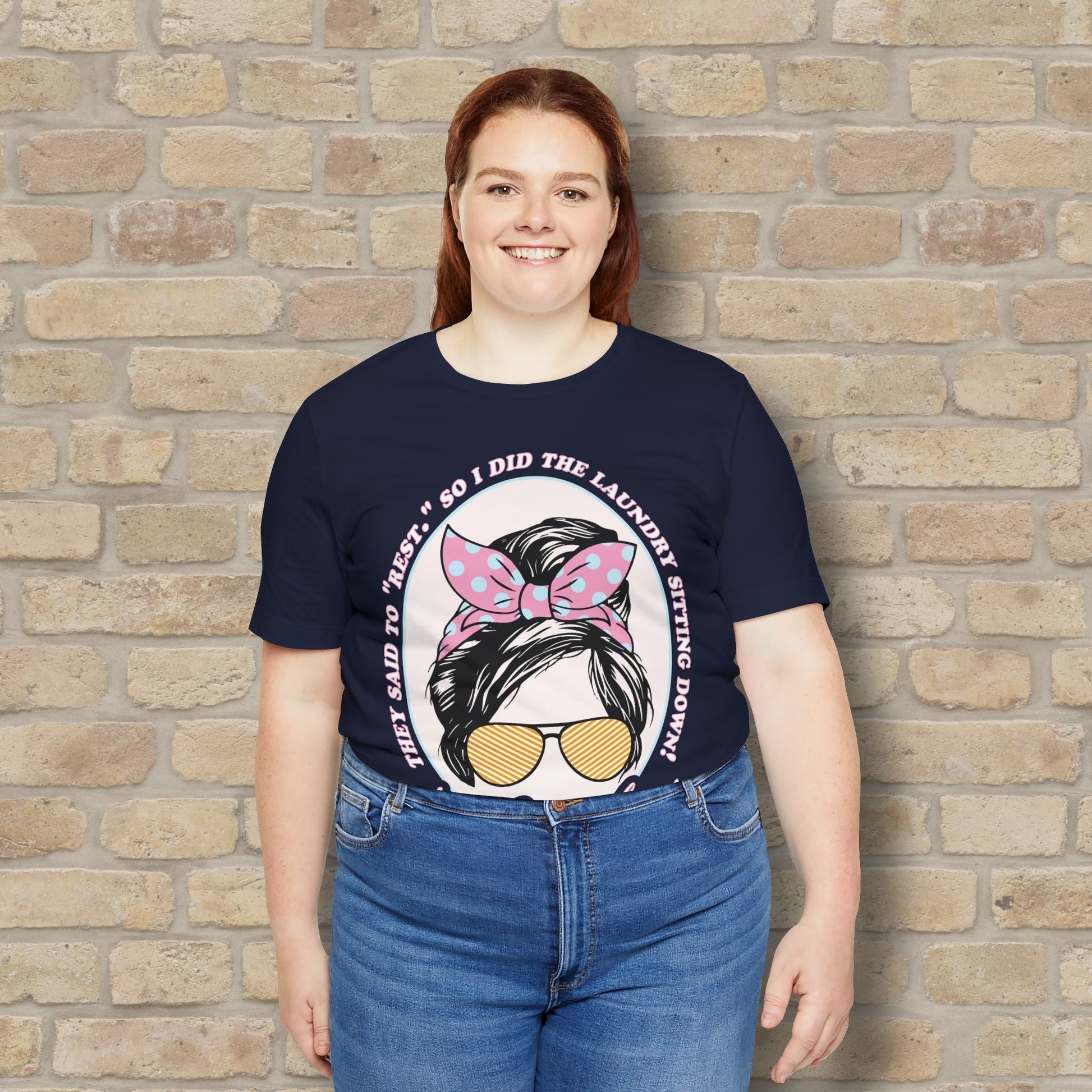 Graphic & Text T-Shirts Rest By Doing Laundry Sitting Down Tee - Vibrant Styles