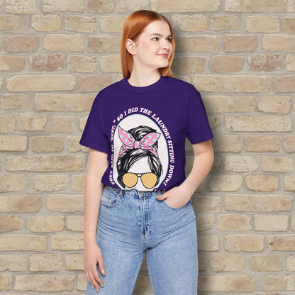 Graphic & Text Rest By Doing Laundry Sitting Down Tee - Vibrant Styles