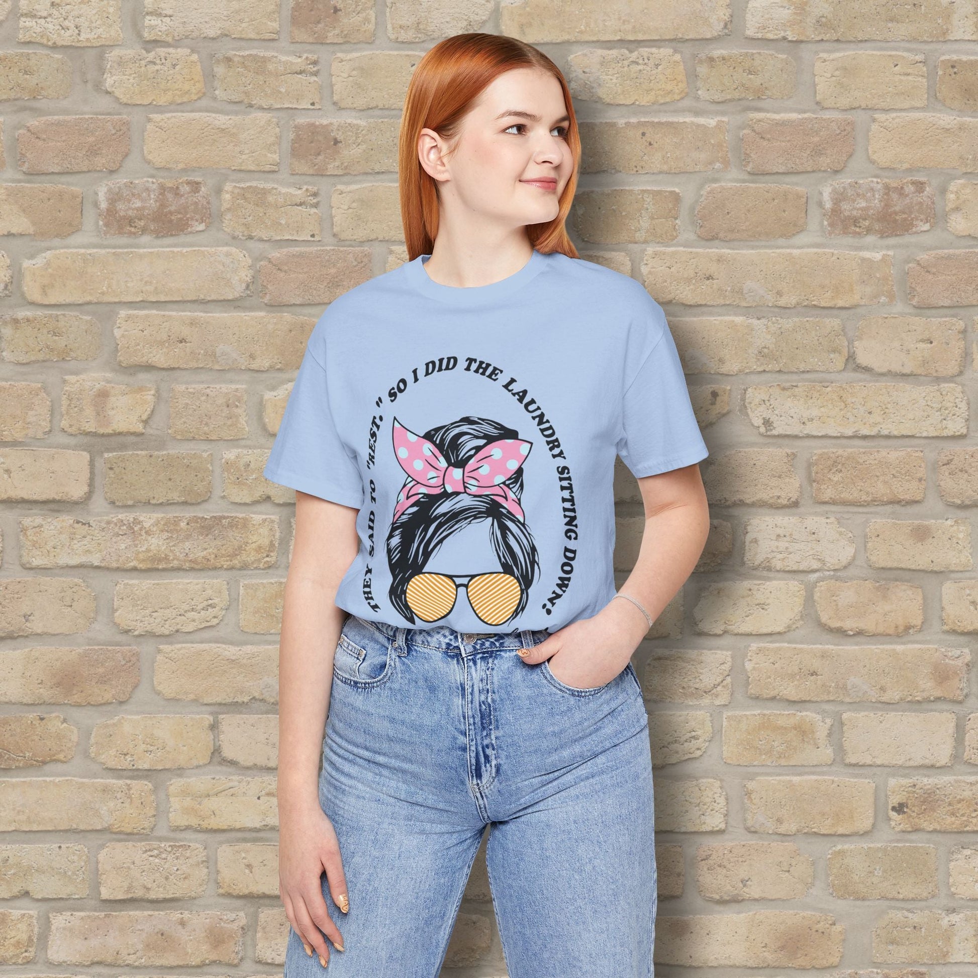 Graphic & Text T-Shirts Rest By Doing Laundry Sitting Down Tee - Vibrant Styles