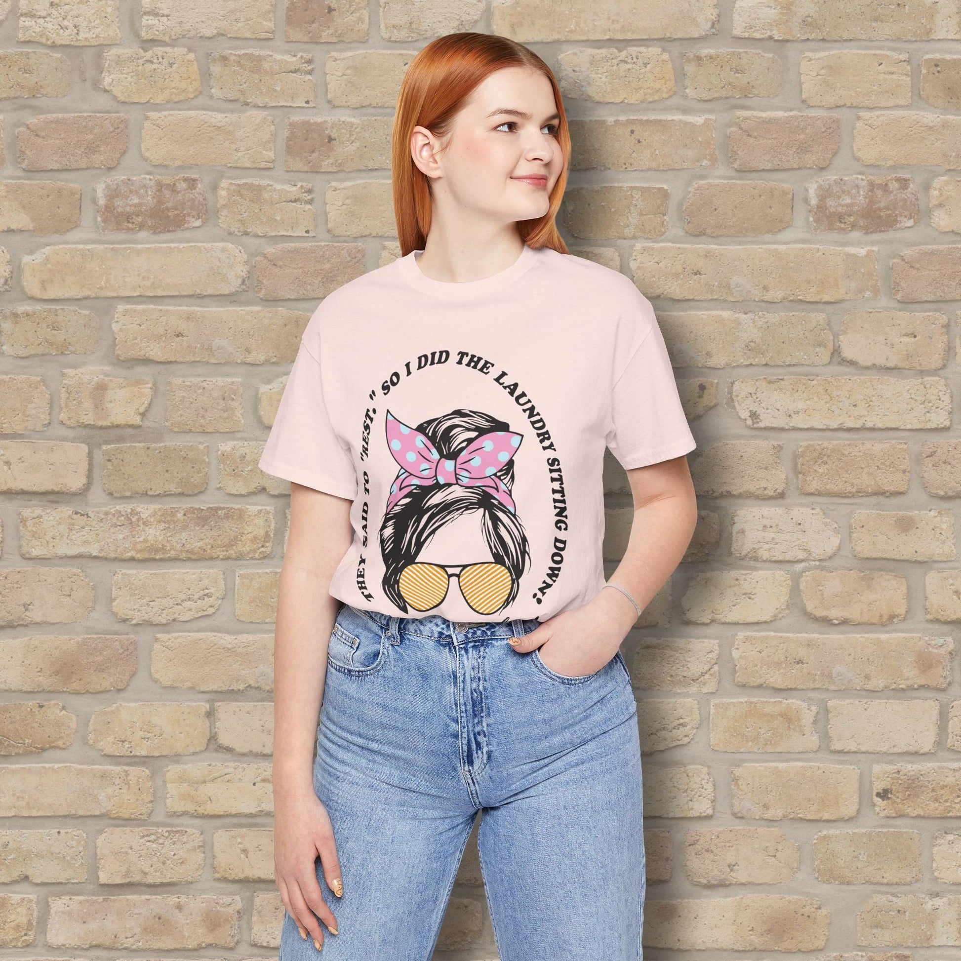 Graphic & Text T-Shirts Rest By Doing Laundry Sitting Down Tee - Vibrant Styles