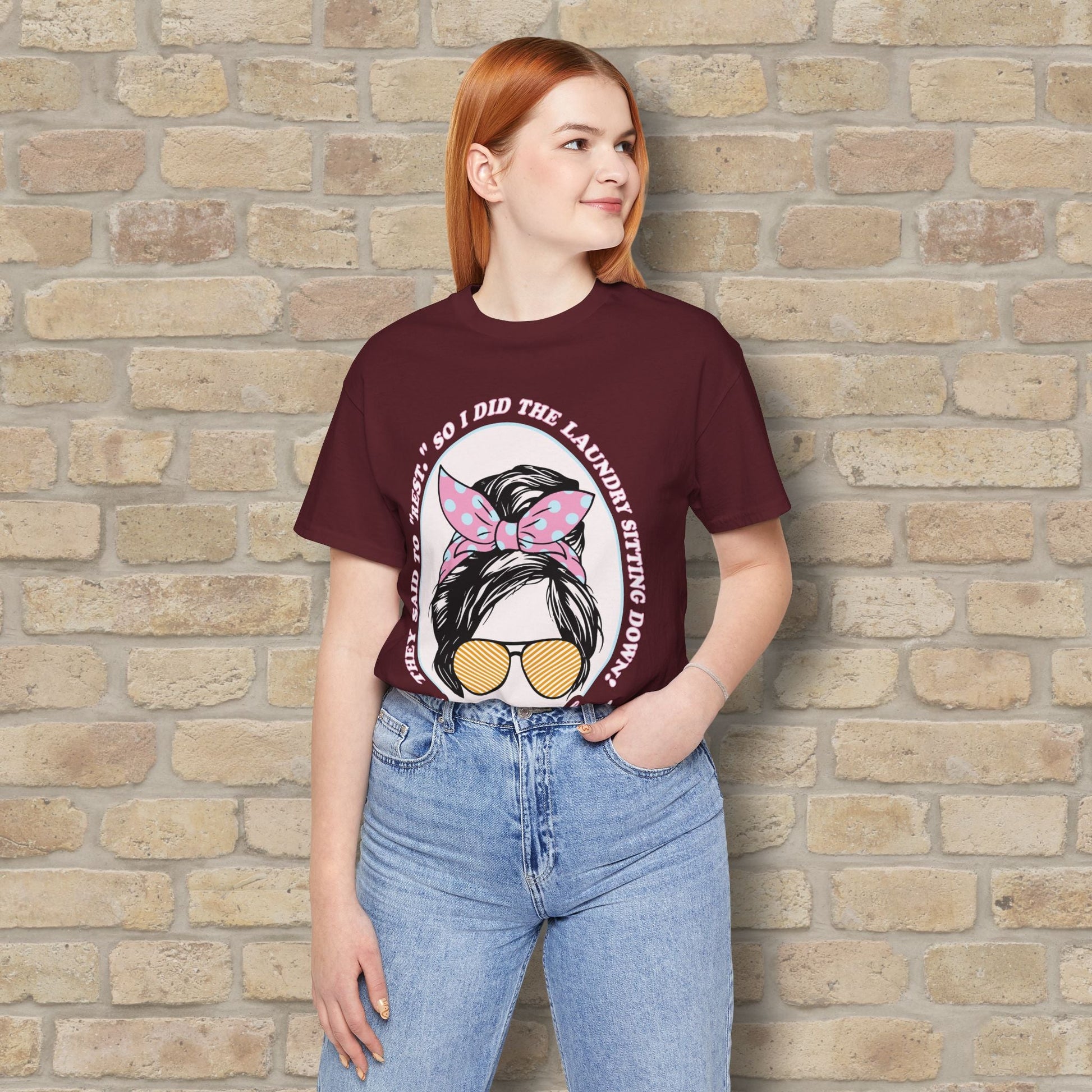 Graphic & Text T-Shirts Rest By Doing Laundry Sitting Down Tee - Vibrant Styles