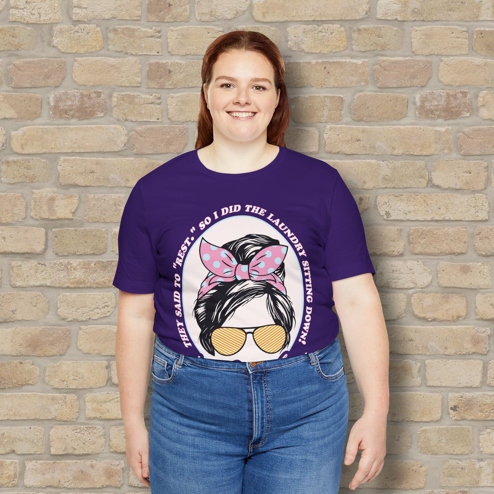 Graphic & Text T-Shirts Rest By Doing Laundry Sitting Down Tee - Vibrant Styles