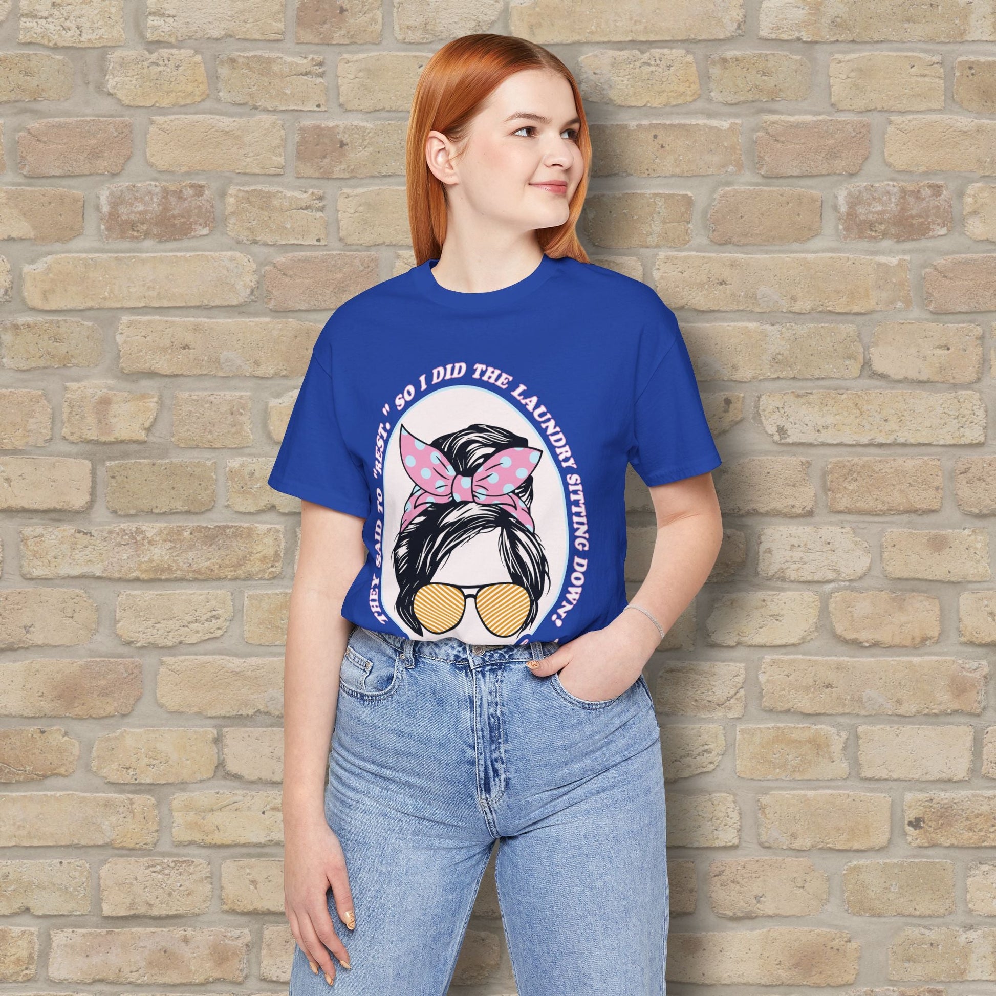 Graphic & Text T-Shirts Rest By Doing Laundry Sitting Down Tee - Vibrant Styles