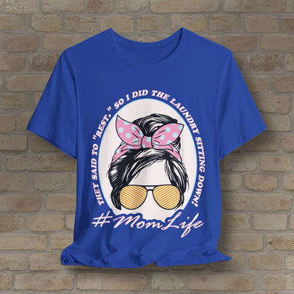 Graphic & Text Rest By Doing Laundry Sitting Down Tee - Vibrant Styles