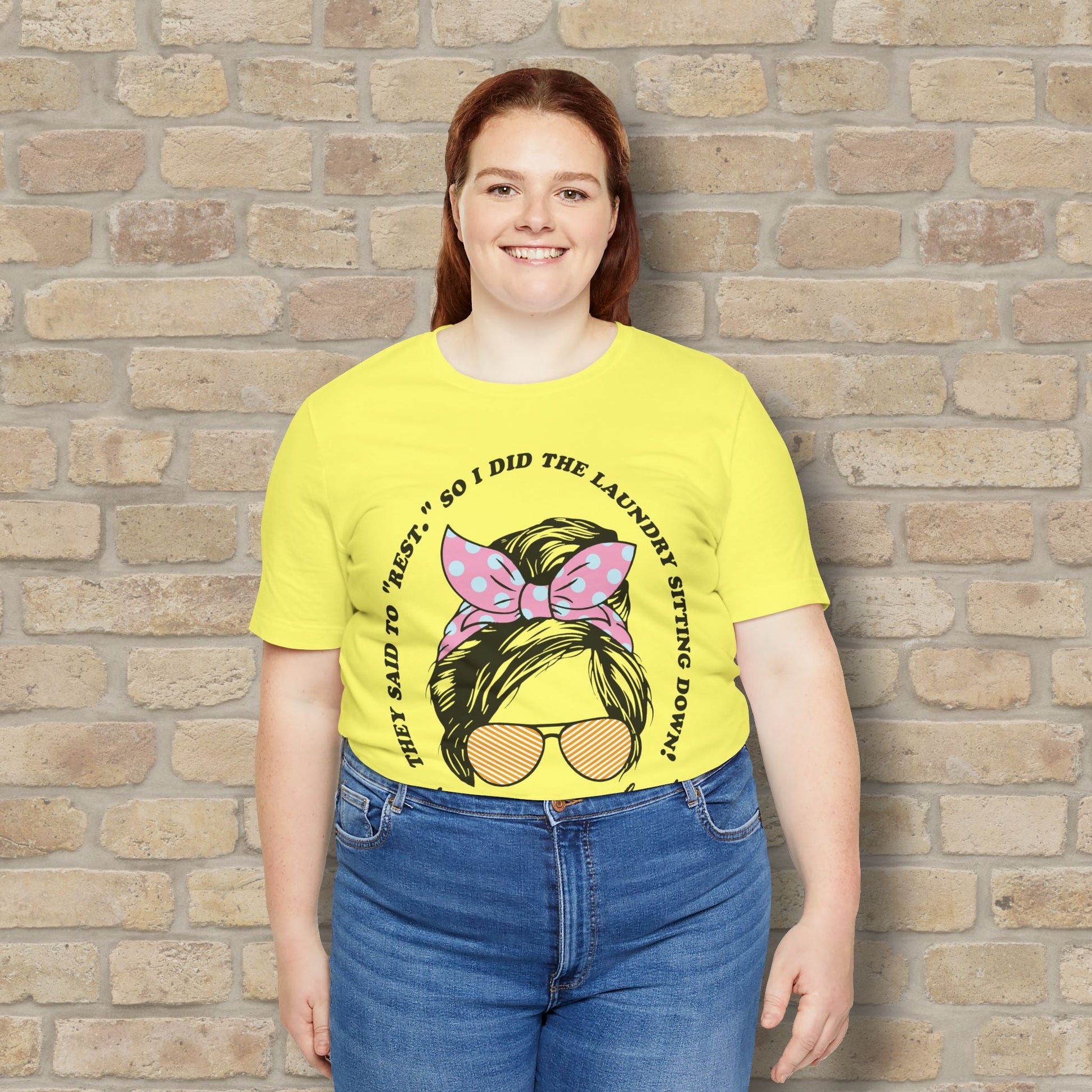 Graphic & Text T-Shirts Rest By Doing Laundry Sitting Down Tee - Vibrant Styles