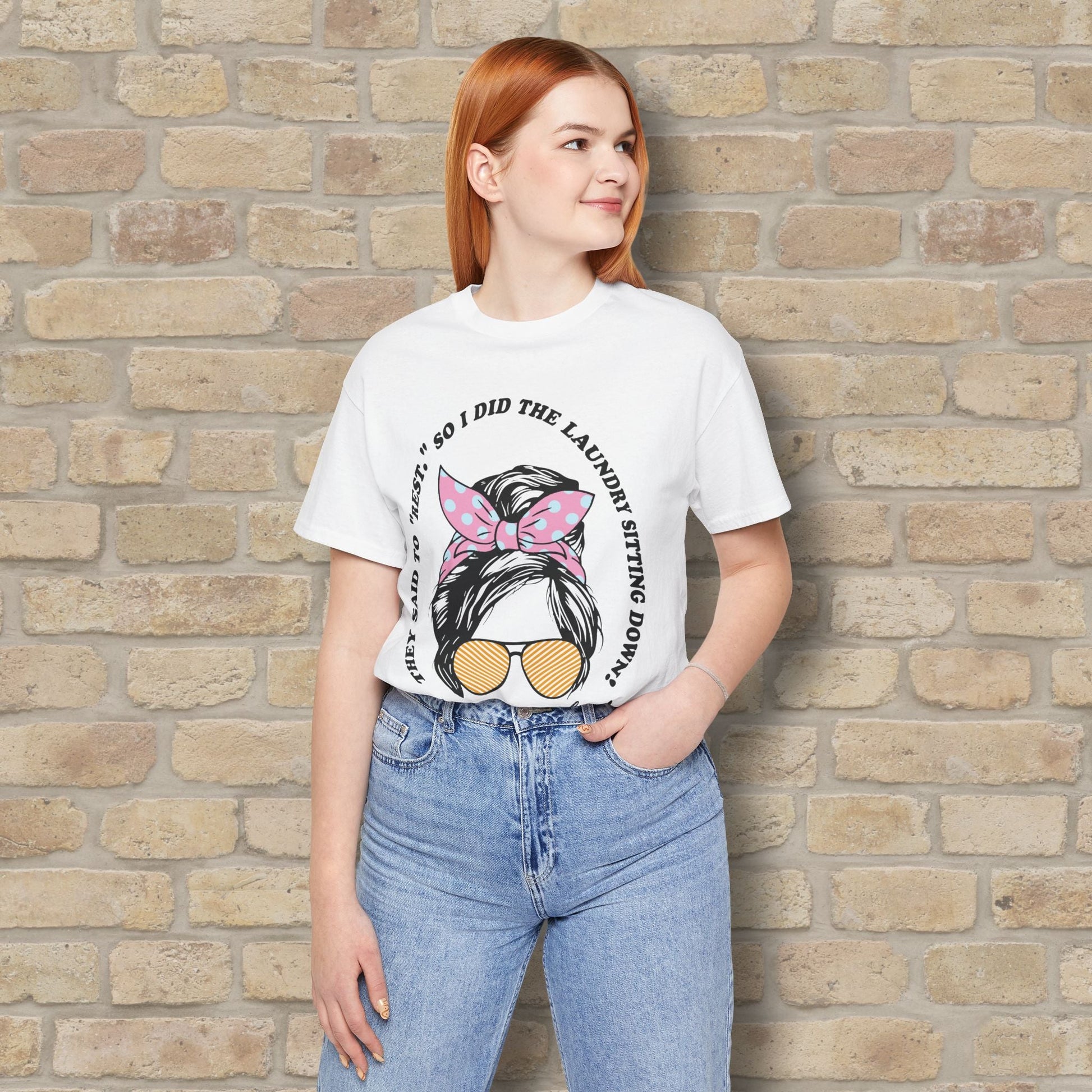 Graphic & Text Rest By Doing Laundry Sitting Down Tee - Vibrant Styles