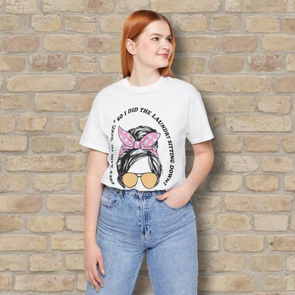 Graphic & Text Rest By Doing Laundry Sitting Down Tee - Vibrant Styles