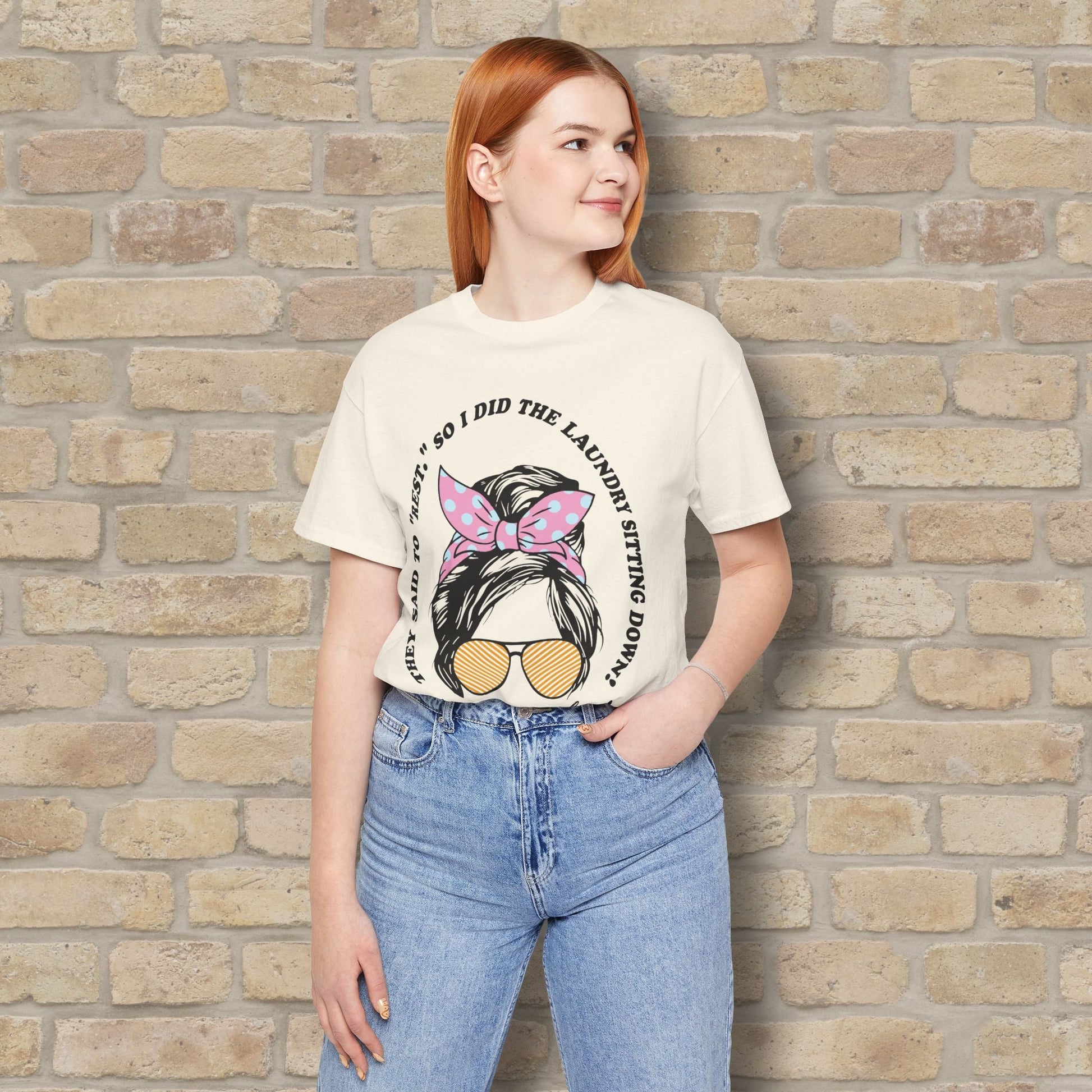 Graphic & Text T-Shirts Rest By Doing Laundry Sitting Down Tee - Vibrant Styles