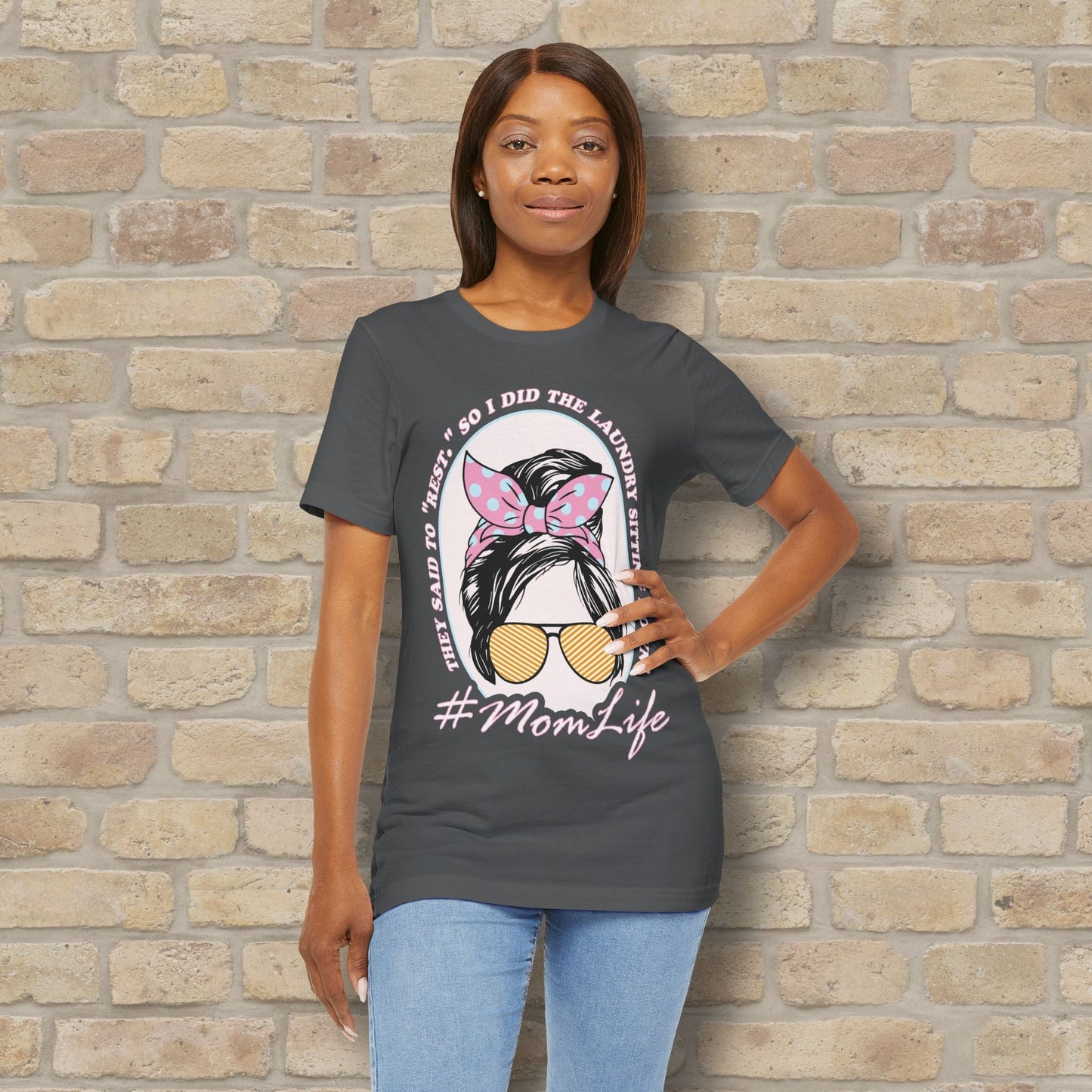 Graphic & Text T-Shirts Rest By Doing Laundry Sitting Down Tee - Vibrant Styles