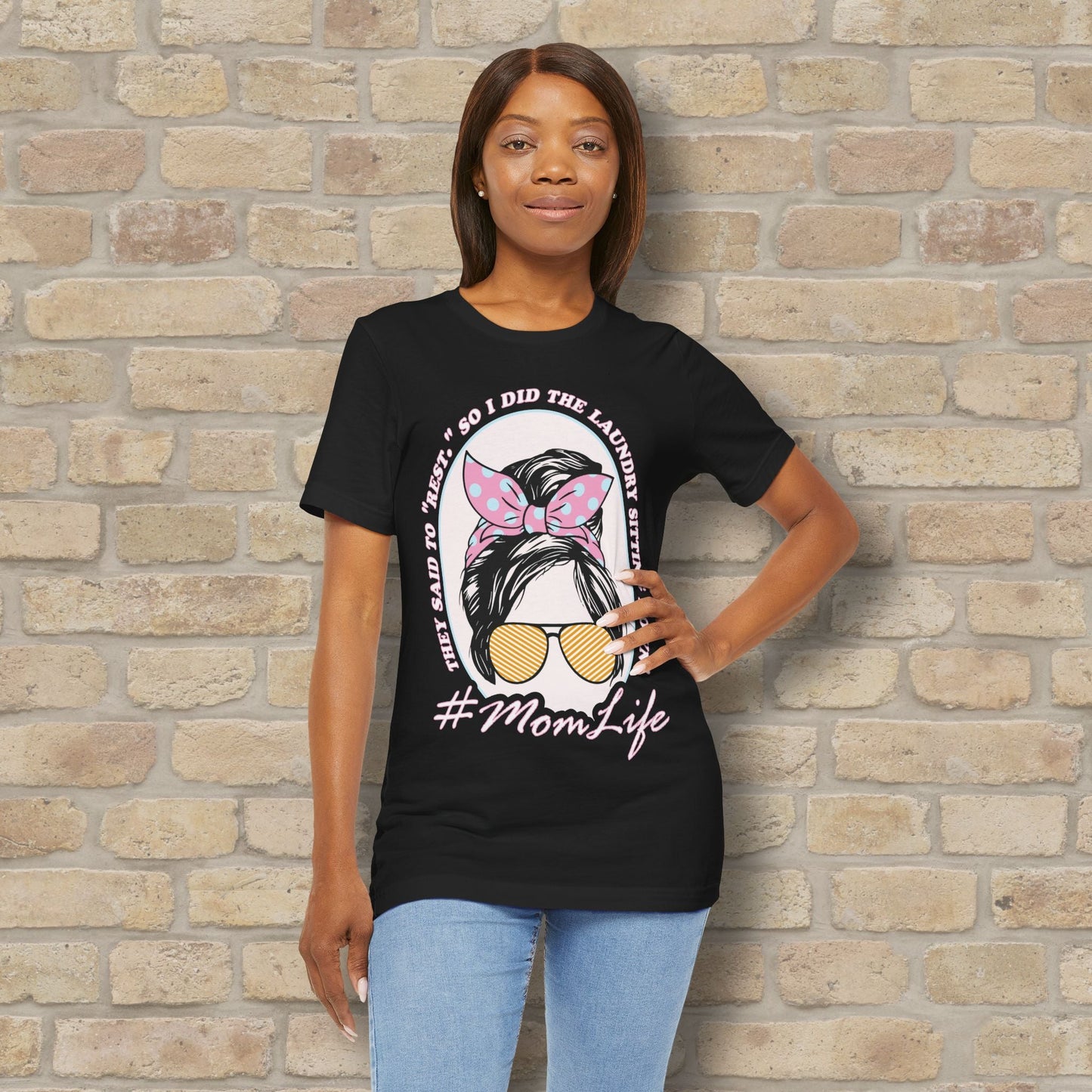 Graphic & Text Rest By Doing Laundry Sitting Down Tee - Vibrant Styles