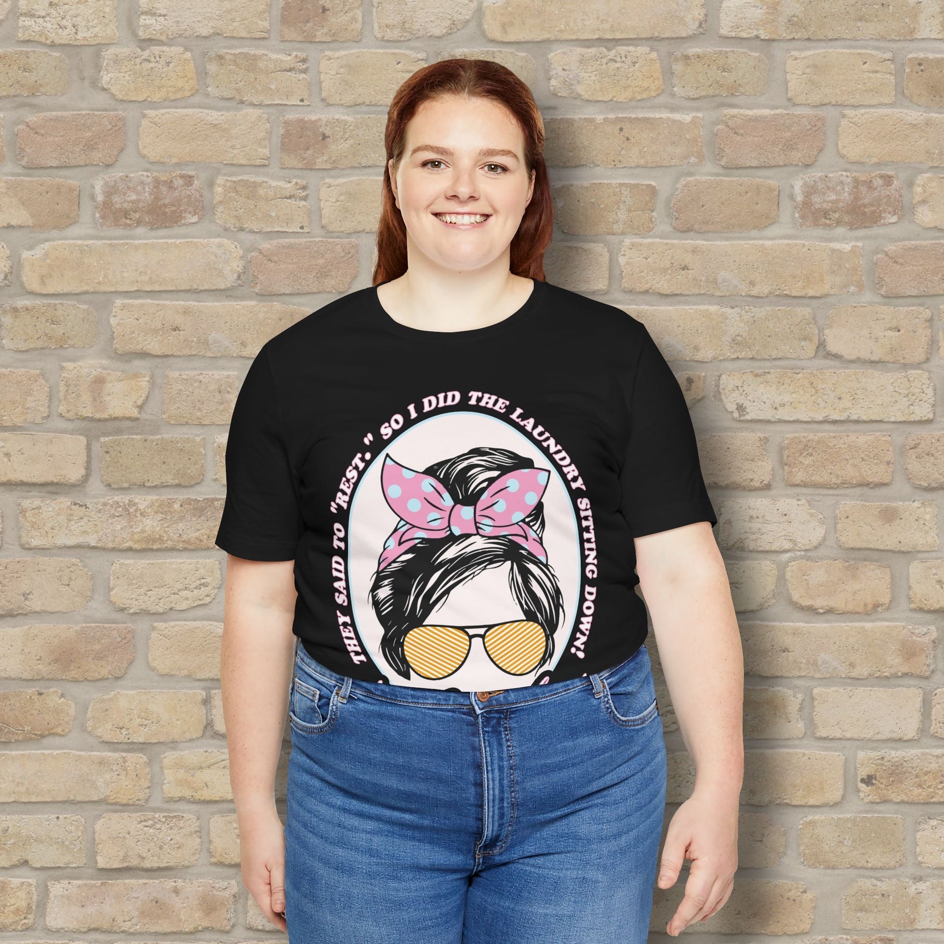 Graphic & Text T-Shirts Rest By Doing Laundry Sitting Down Tee - Vibrant Styles