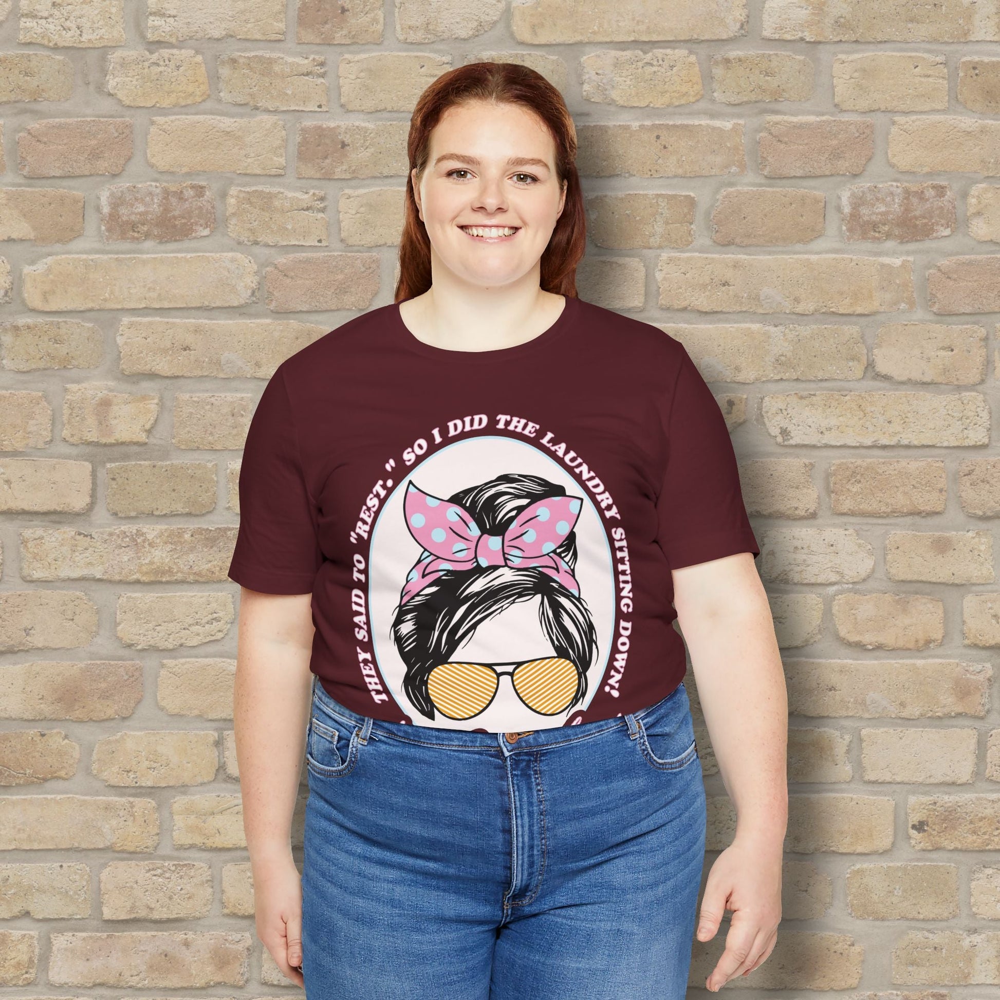 Graphic & Text T-Shirts Rest By Doing Laundry Sitting Down Tee - Vibrant Styles