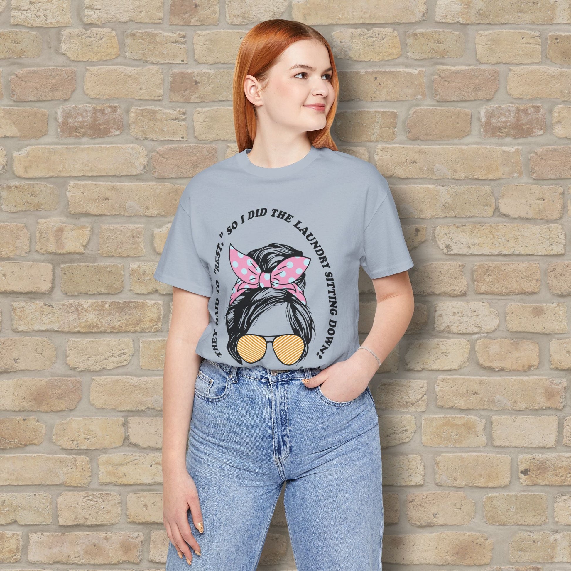 Graphic & Text T-Shirts Rest By Doing Laundry Sitting Down Tee - Vibrant Styles