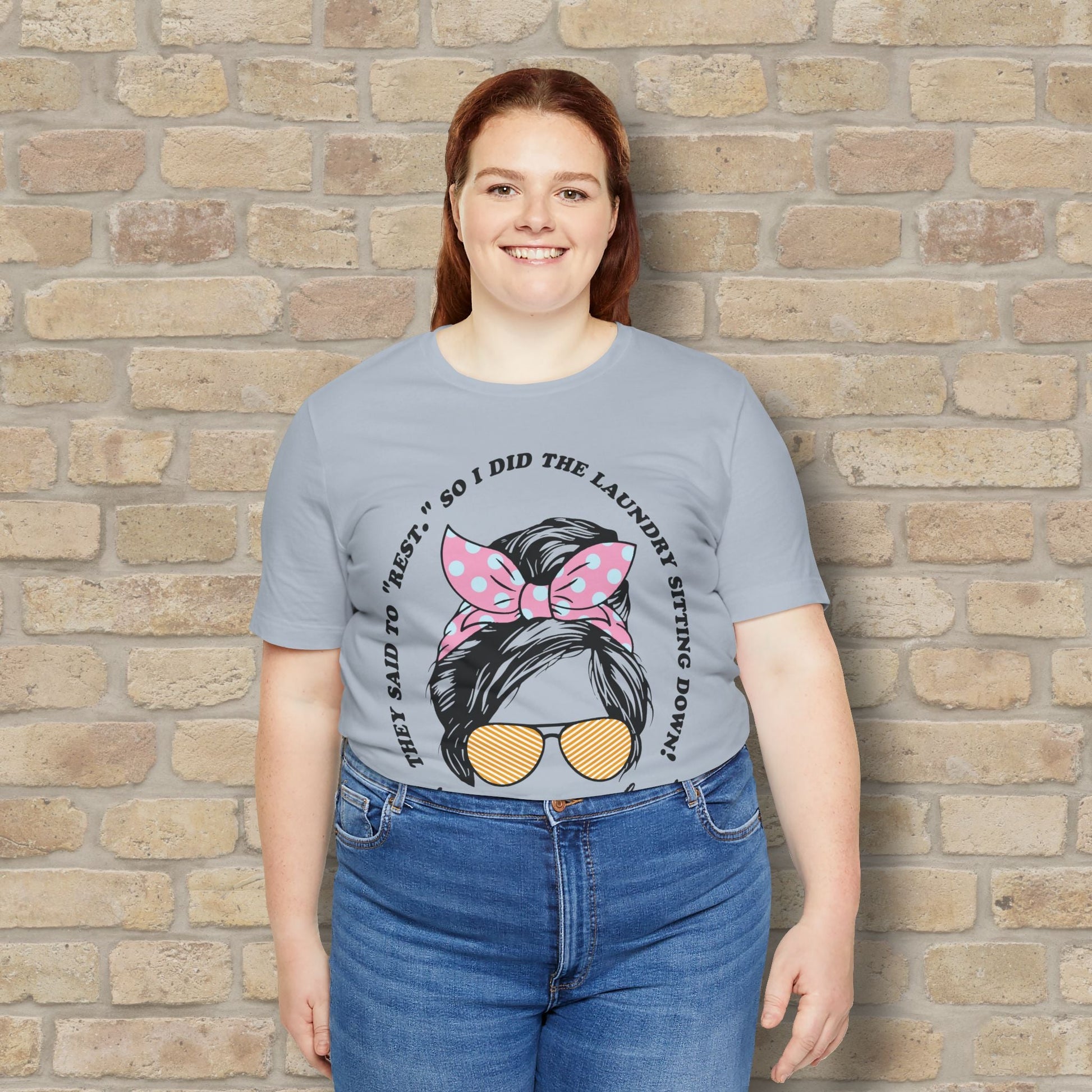 Graphic & Text T-Shirts Rest By Doing Laundry Sitting Down Tee - Vibrant Styles