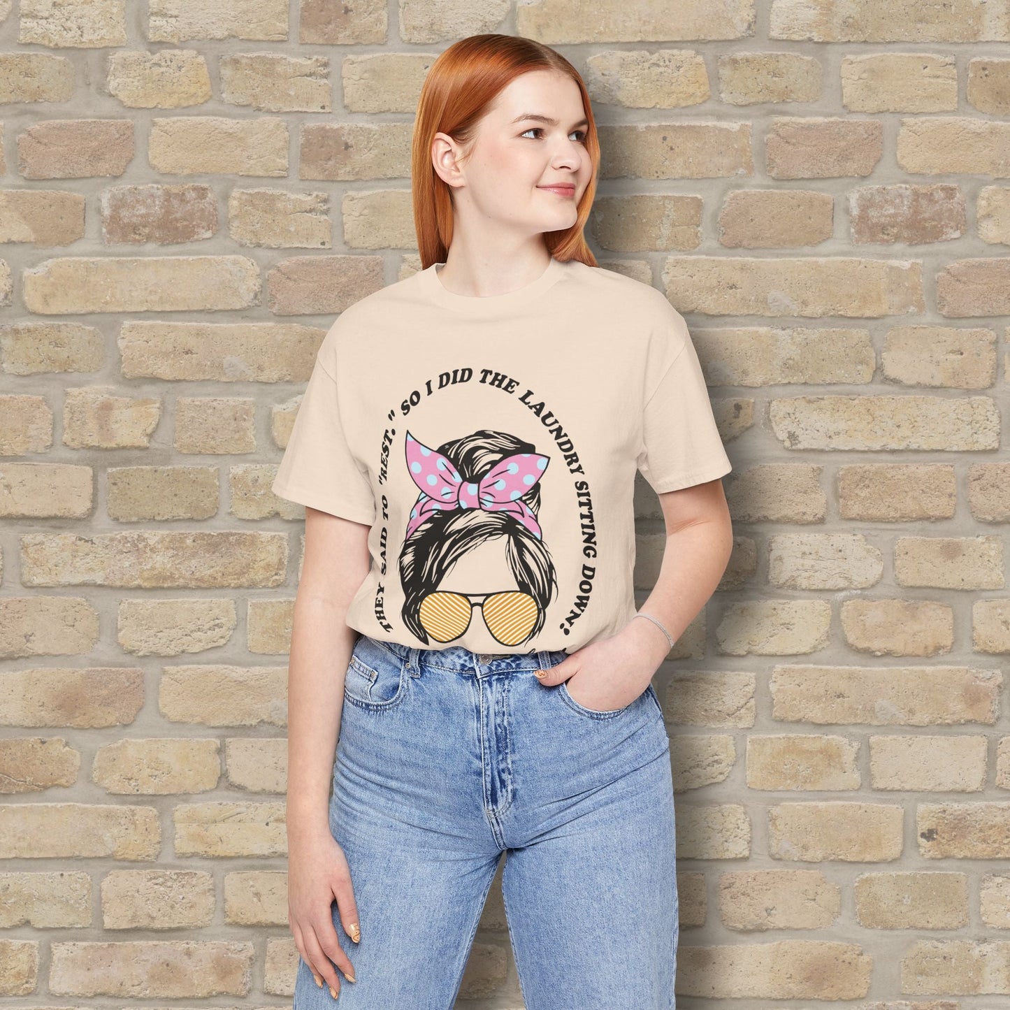 Graphic & Text T-Shirts Rest By Doing Laundry Sitting Down Tee - Vibrant Styles