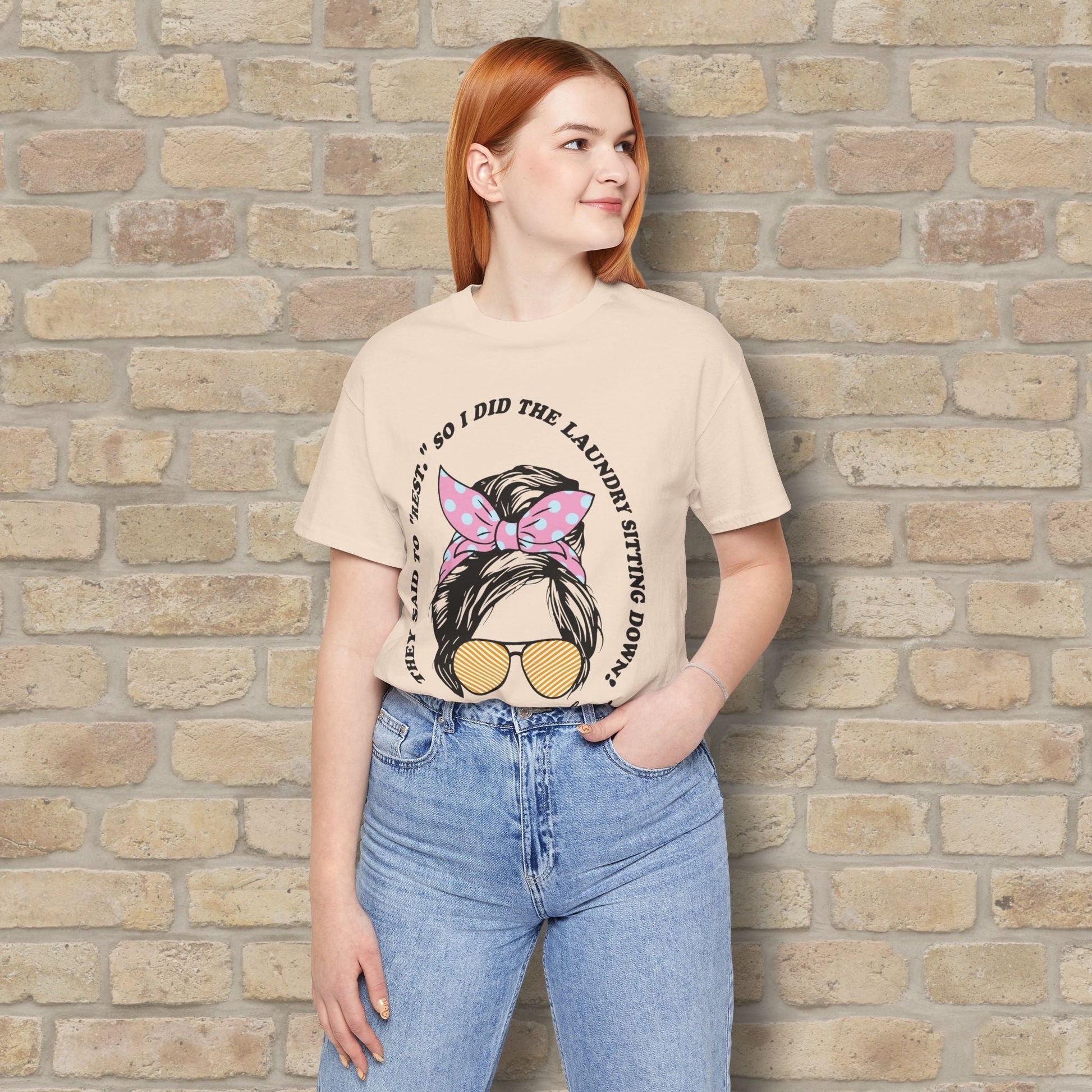 Graphic & Text T-Shirts Rest By Doing Laundry Sitting Down Tee - Vibrant Styles