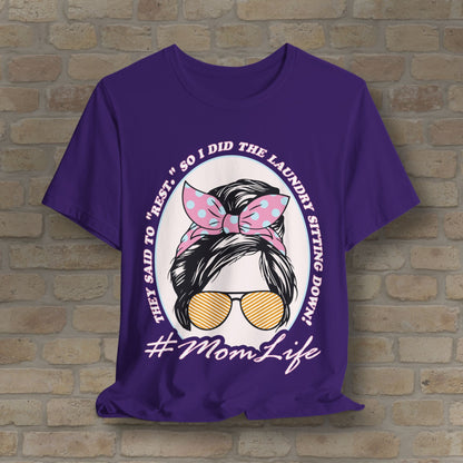 Graphic & Text T-Shirts Rest By Doing Laundry Sitting Down Tee - Vibrant Styles