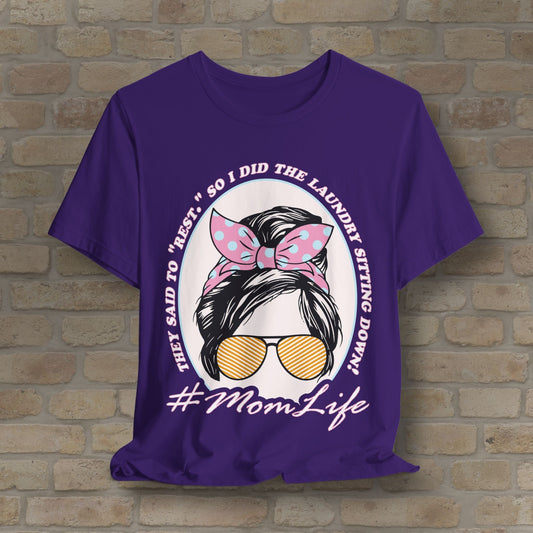 Graphic & Text T-Shirts Rest By Doing Laundry Sitting Down Tee - Vibrant Styles