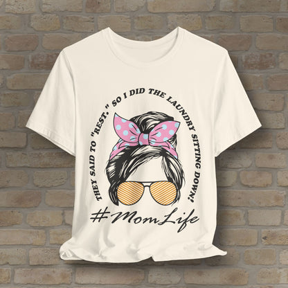 Graphic & Text T-Shirts Rest By Doing Laundry Sitting Down Tee - Vibrant Styles
