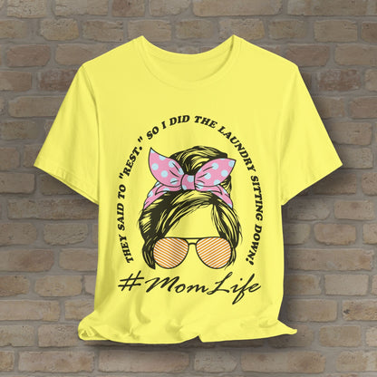 Graphic & Text T-Shirts Rest By Doing Laundry Sitting Down Tee - Vibrant Styles