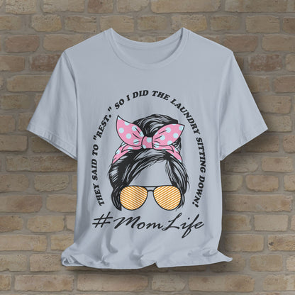 Graphic & Text Rest By Doing Laundry Sitting Down Tee - Vibrant Styles