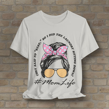 Graphic & Text Rest By Doing Laundry Sitting Down Tee - Vibrant Styles