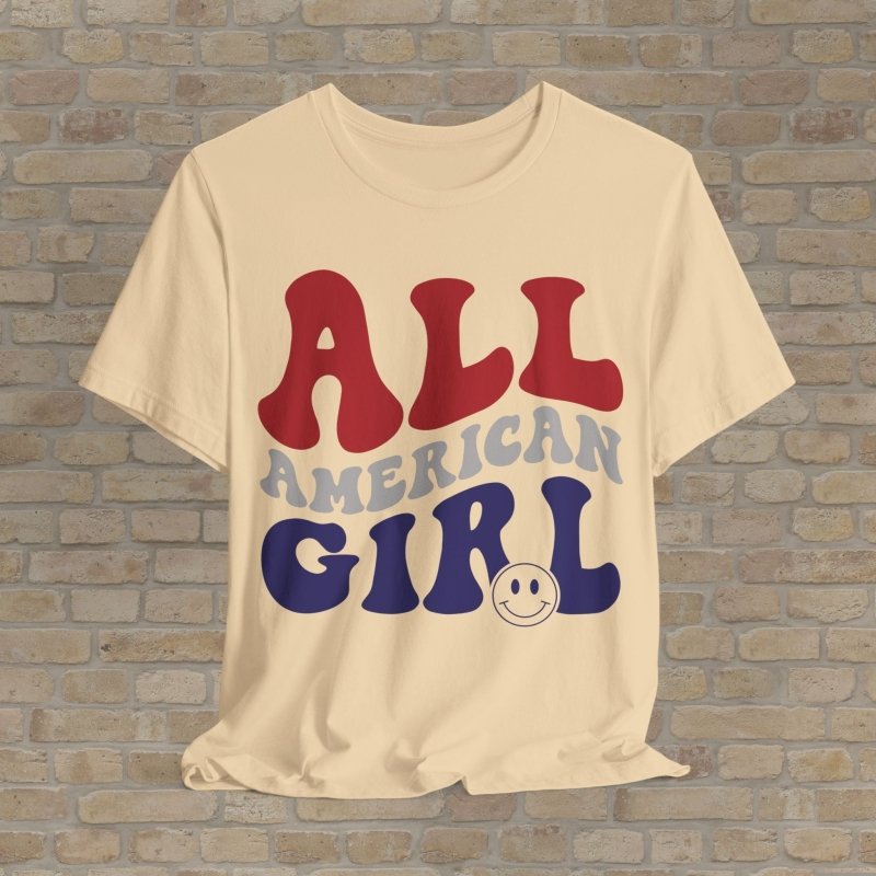 Text Only T-Shirts Retro All - American Girl Tee - Vibrant Styles
