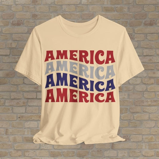 Text Only T-Shirts Retro America Wave Tee - Vibrant Styles