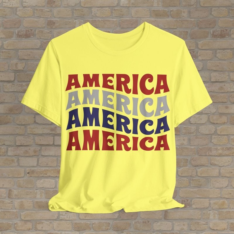 Text Only T-Shirts Retro America Wave Tee - Vibrant Styles