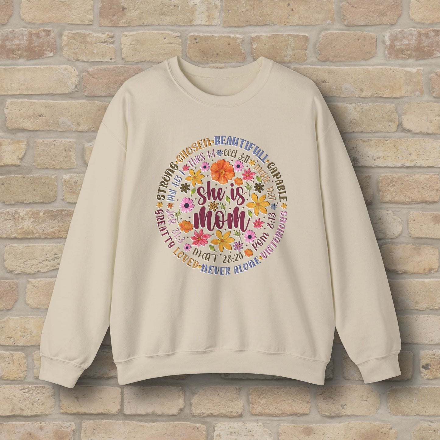 Graphic & Text She Is Mom Attribute Circle Sweatshirt - Vibrant Styles