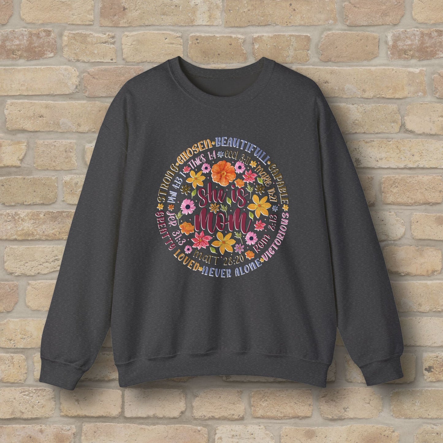 Graphic & Text She Is Mom Attribute Circle Sweatshirt - Vibrant Styles