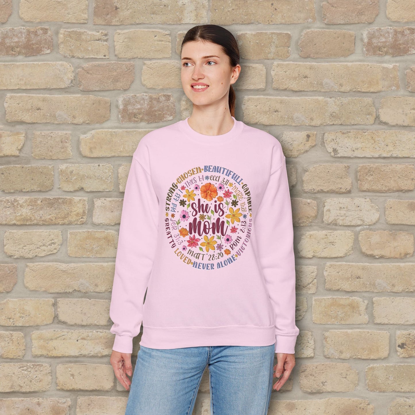 Graphic & Text She Is Mom Attribute Circle Sweatshirt - Vibrant Styles
