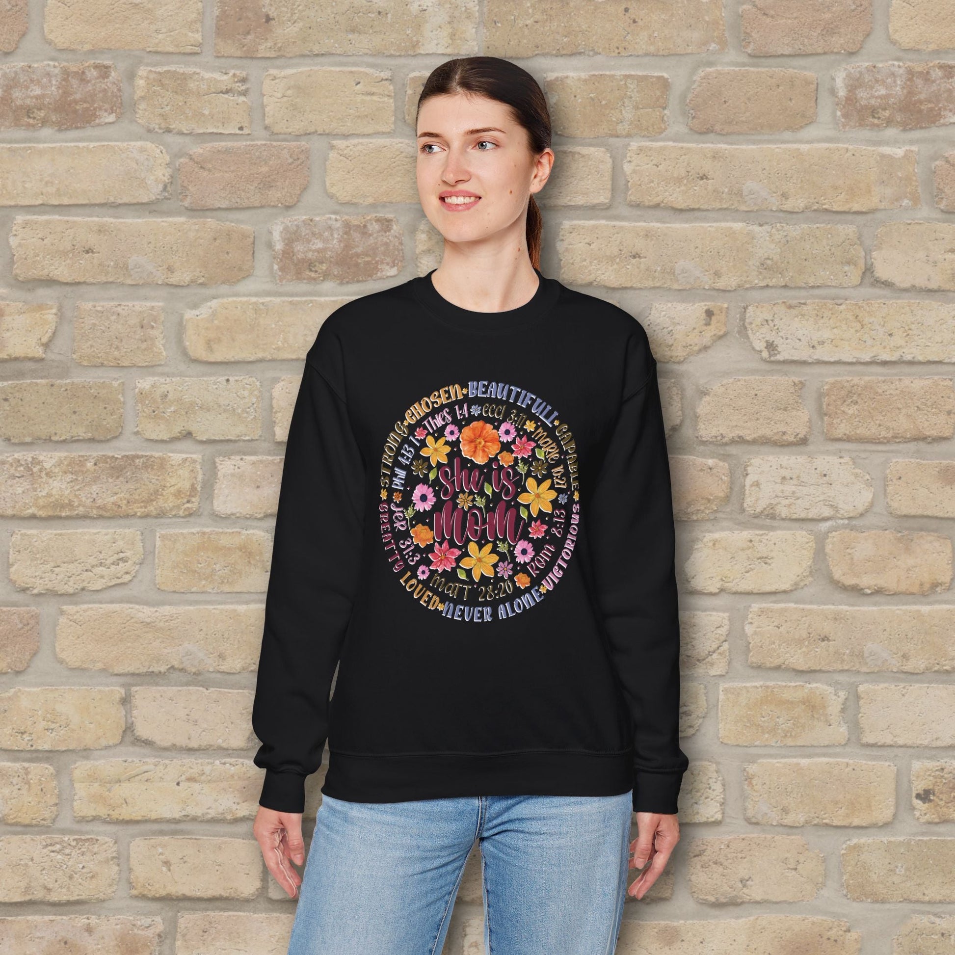 Graphic & Text She Is Mom Attribute Circle Sweatshirt - Vibrant Styles