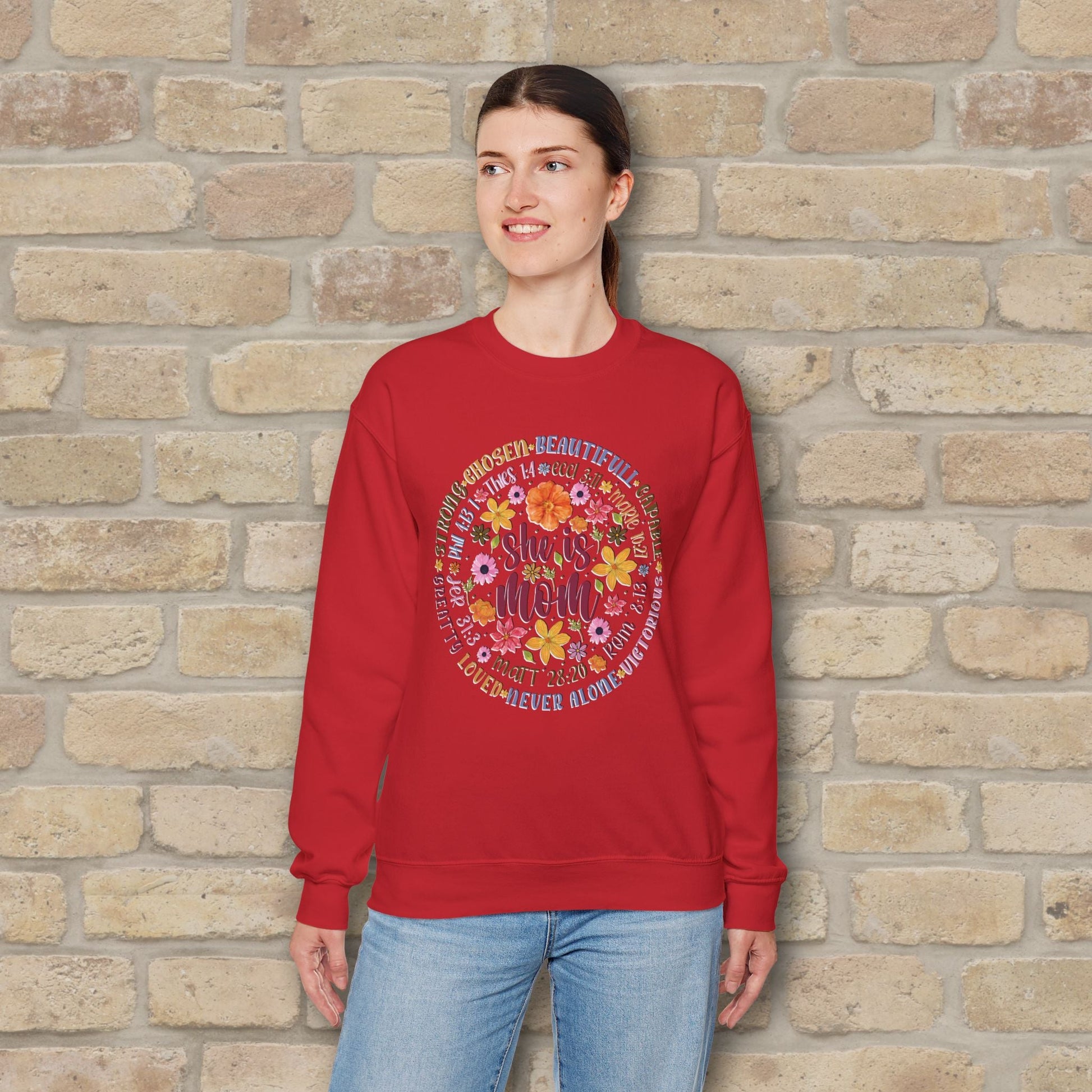 Graphic & Text She Is Mom Attribute Circle Sweatshirt - Vibrant Styles