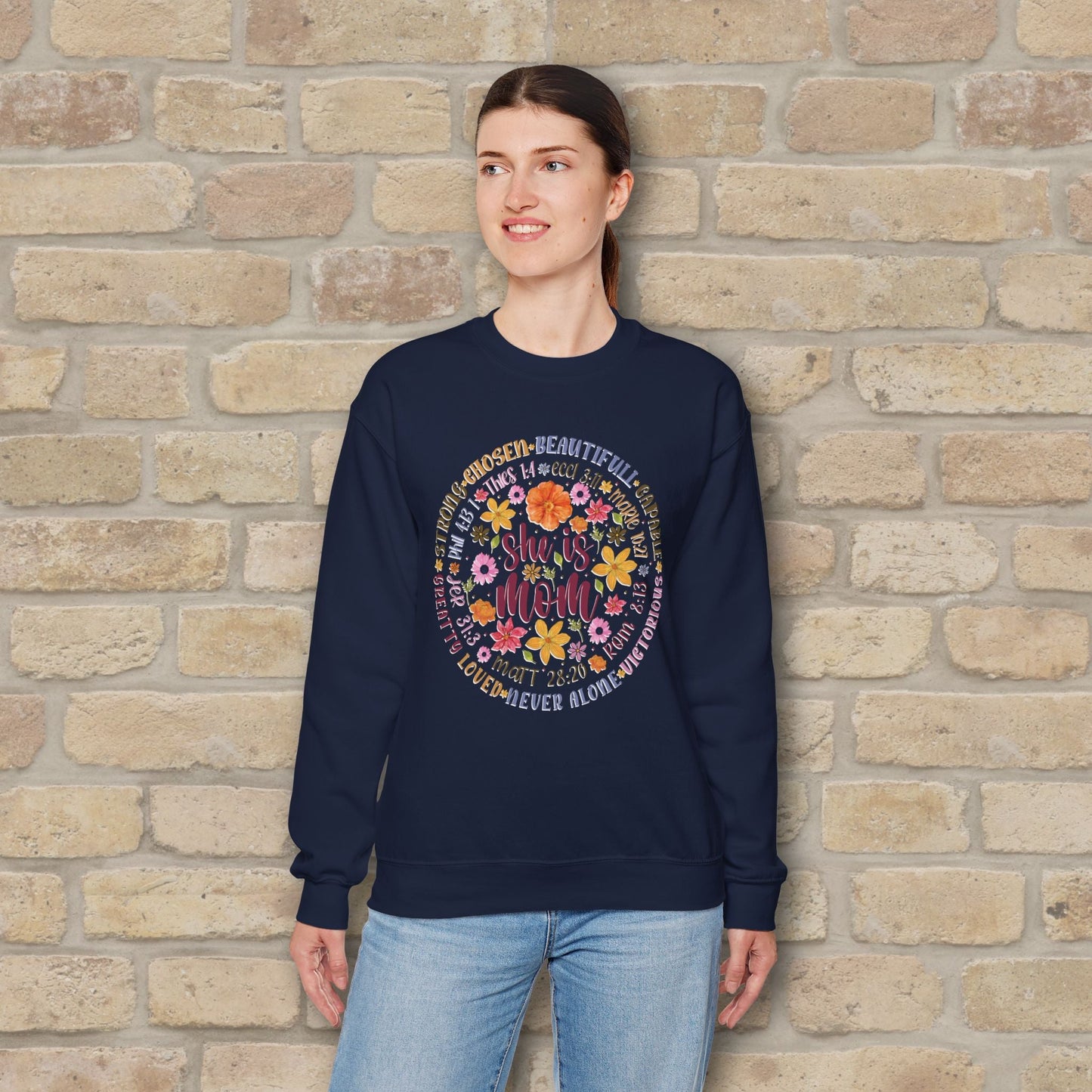 Graphic & Text She Is Mom Attribute Circle Sweatshirt - Vibrant Styles