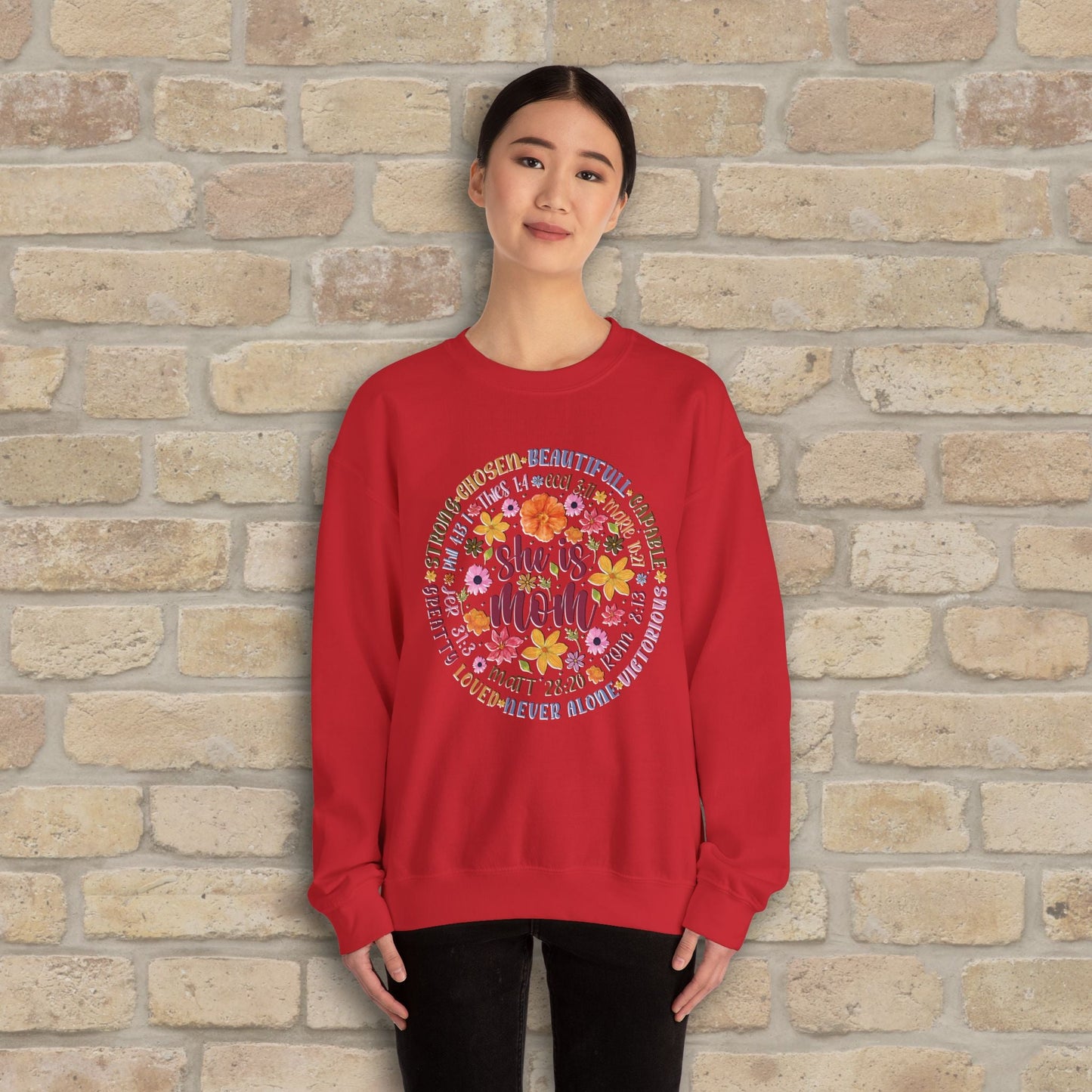 Graphic & Text She Is Mom Attribute Circle Sweatshirt - Vibrant Styles