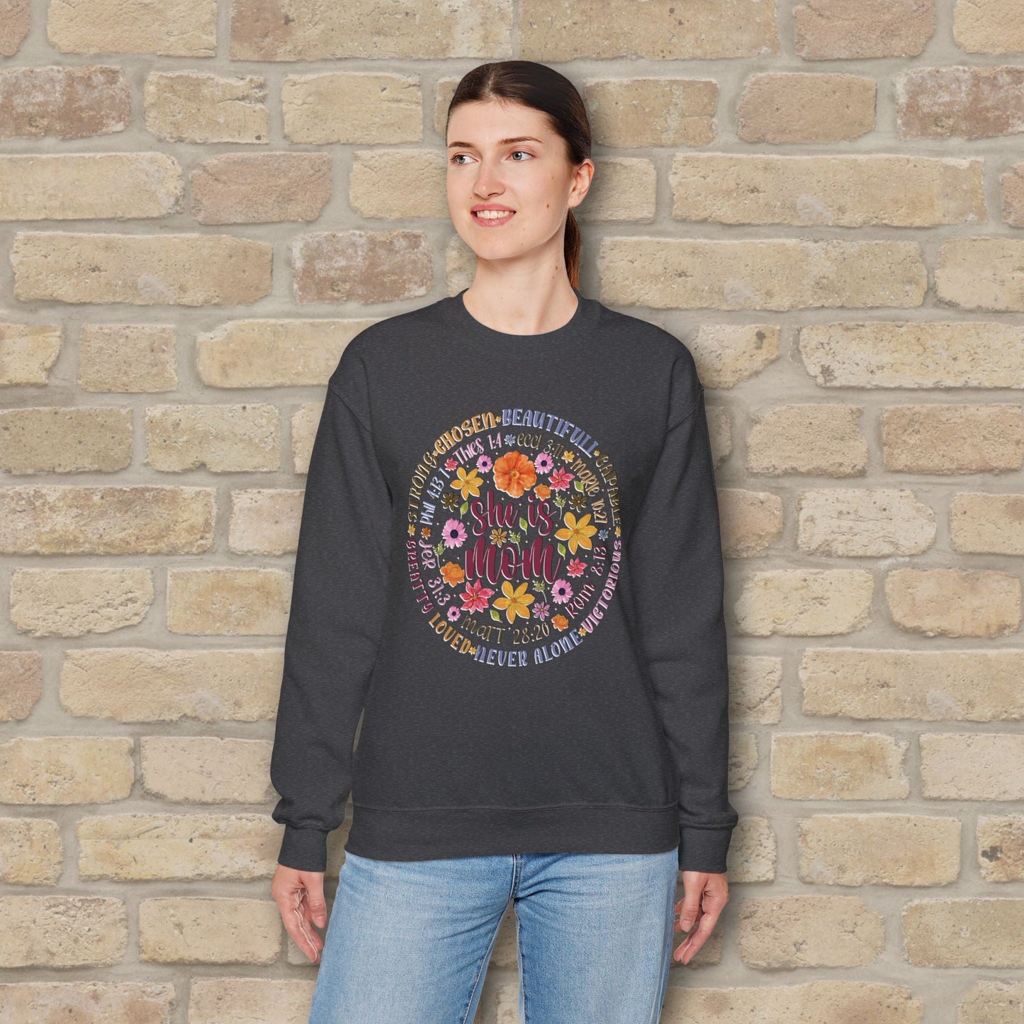 Graphic & Text She Is Mom Attribute Circle Sweatshirt - Vibrant Styles