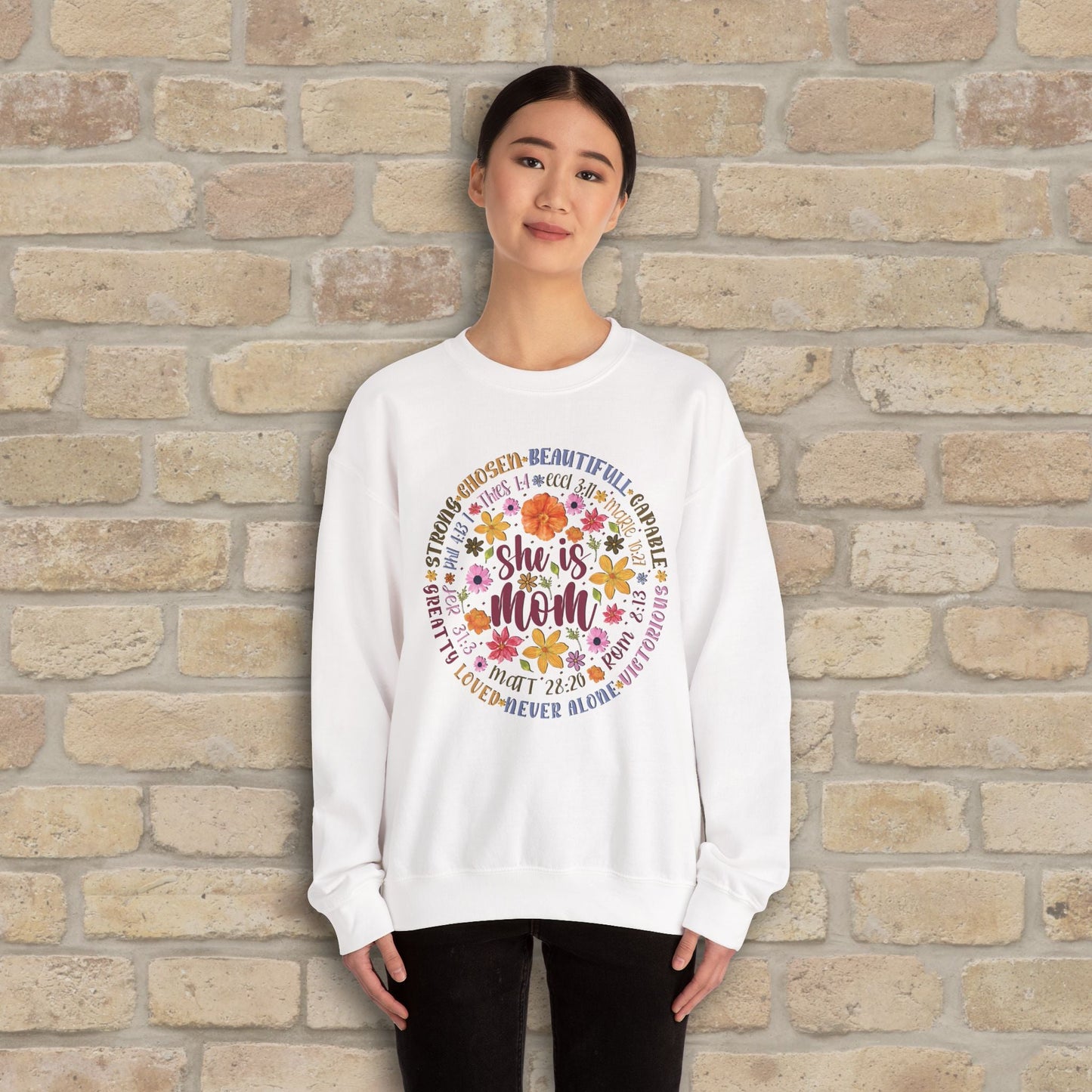 Graphic & Text She Is Mom Attribute Circle Sweatshirt - Vibrant Styles
