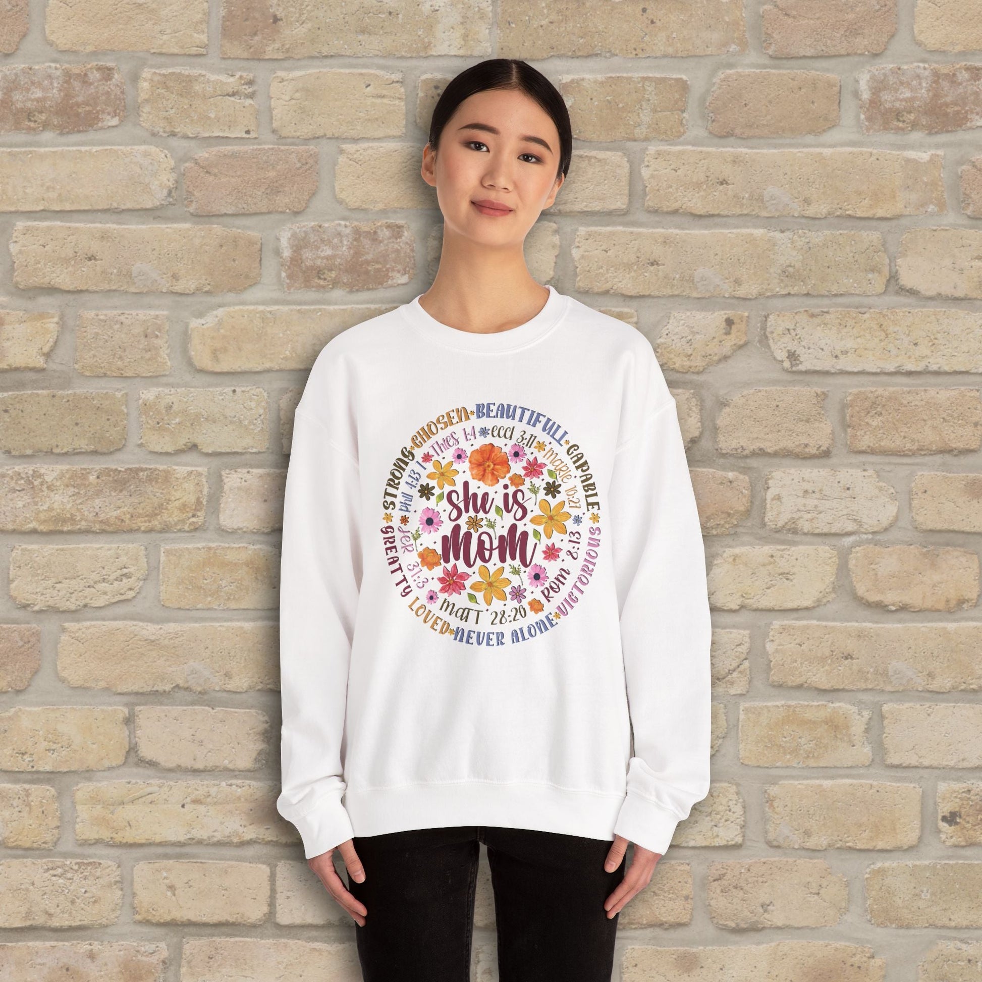 Graphic & Text She Is Mom Attribute Circle Sweatshirt - Vibrant Styles