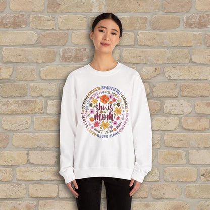 Graphic & Text She Is Mom Attribute Circle Sweatshirt - Vibrant Styles