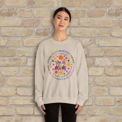 Graphic & Text She Is Mom Attribute Circle Sweatshirt - Vibrant Styles