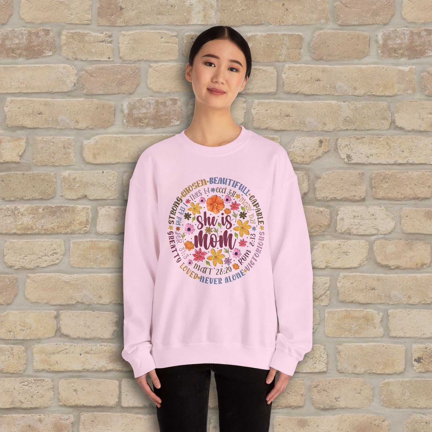 Graphic & Text She Is Mom Attribute Circle Sweatshirt - Vibrant Styles