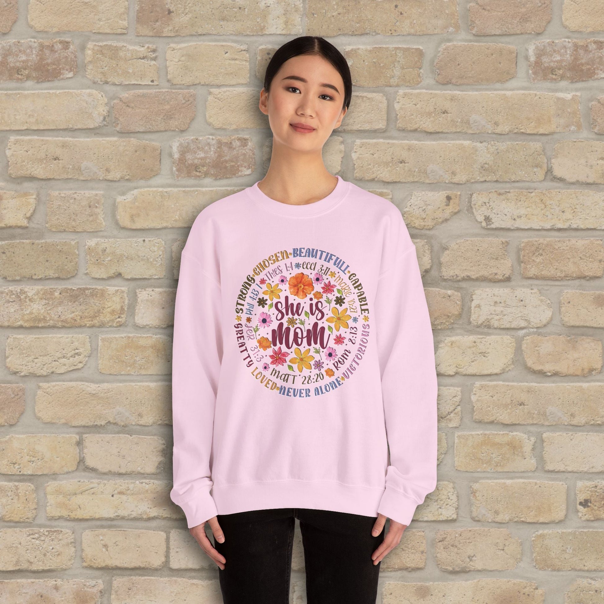 Graphic & Text She Is Mom Attribute Circle Sweatshirt - Vibrant Styles