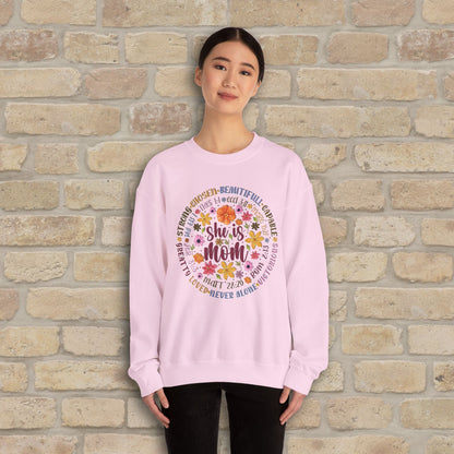 Graphic & Text She Is Mom Attribute Circle Sweatshirt - Vibrant Styles