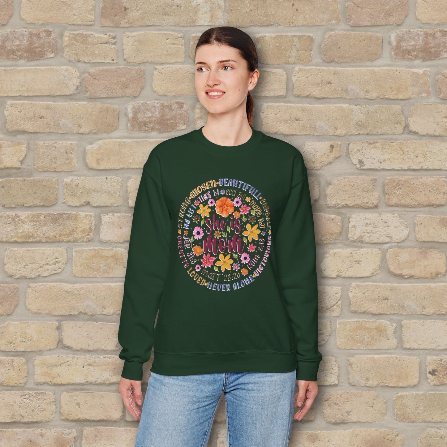 Graphic & Text She Is Mom Attribute Circle Sweatshirt - Vibrant Styles