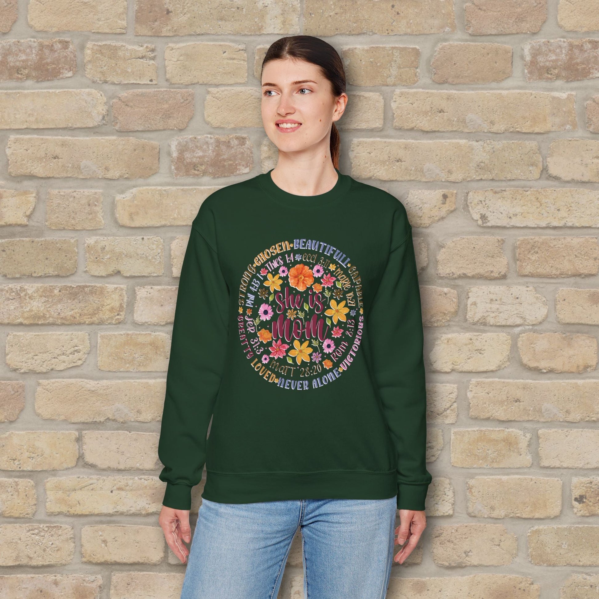 Graphic & Text She Is Mom Attribute Circle Sweatshirt - Vibrant Styles