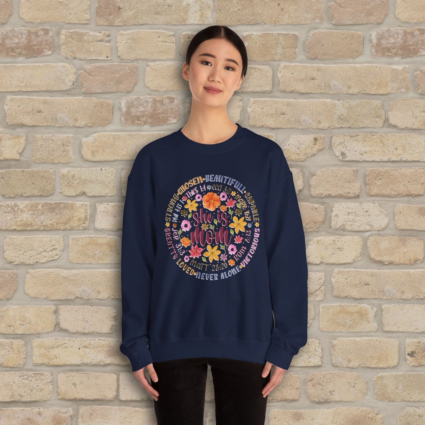 Graphic & Text She Is Mom Attribute Circle Sweatshirt - Vibrant Styles