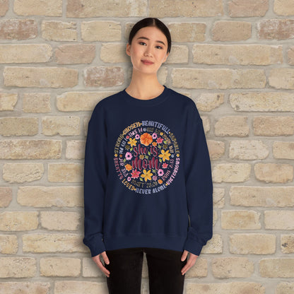 Graphic & Text She Is Mom Attribute Circle Sweatshirt - Vibrant Styles