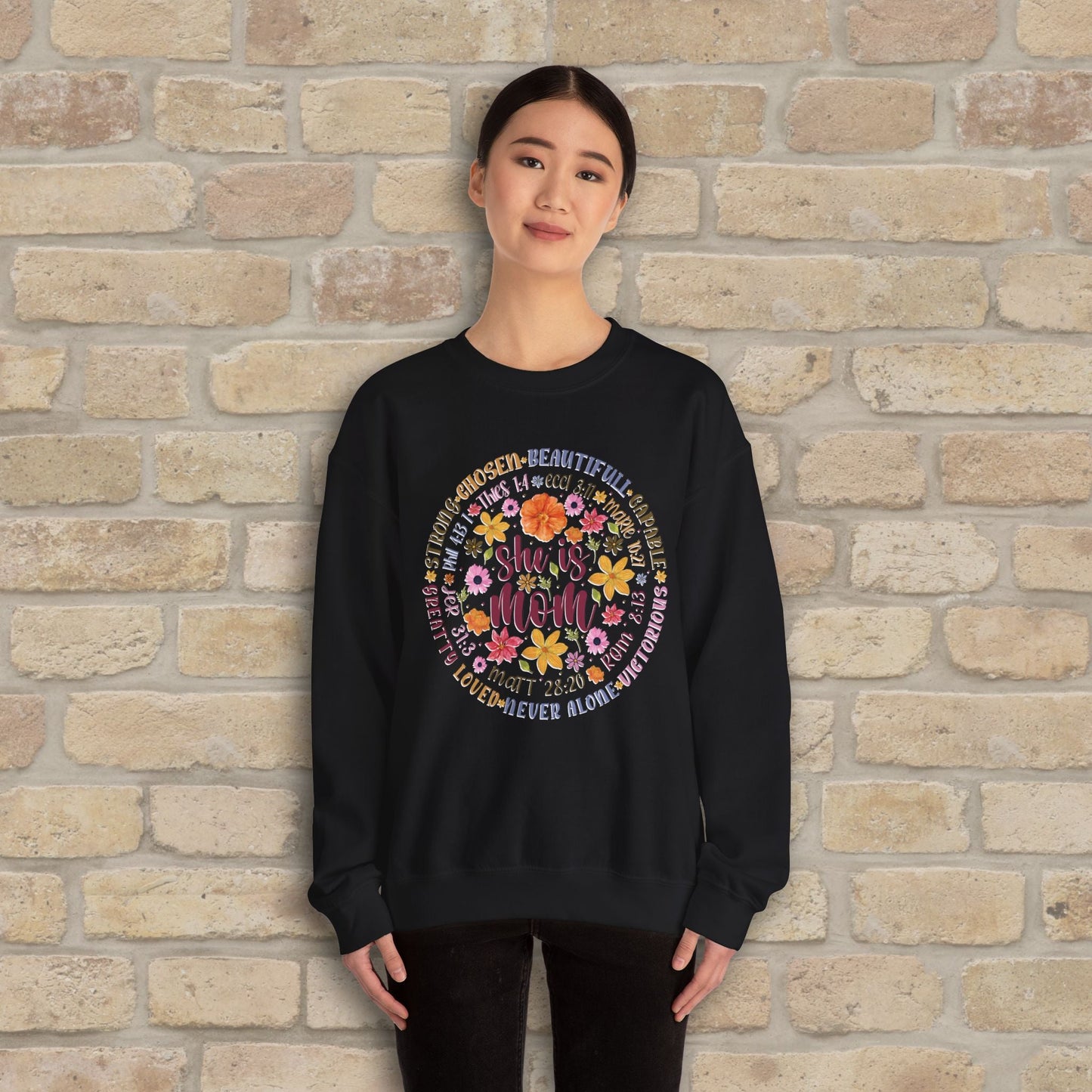 Graphic & Text She Is Mom Attribute Circle Sweatshirt - Vibrant Styles